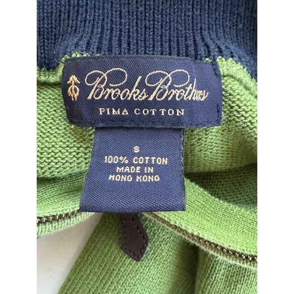 Vtg Brooks Brothers Sweater Mens Small Green 3/4 Zip Pima Cotton Preppy Academia - Picture 4 of 9